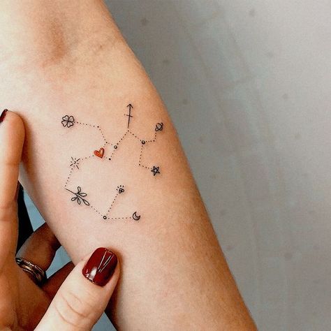 Sagittarius Tattoo Designs, Sagittarius Tattoo, Omerta Tattoo, Zodiac Sign Tattoos, Doodle Tattoo, Cute Little Tattoos, Constellation Tattoos, Subtle Tattoos, Free Tattoo