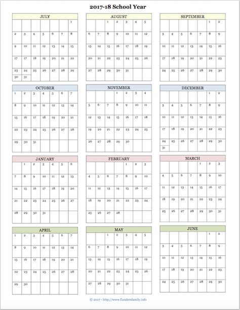 Free printable academic calendar for 2017-2018 school year Yearly Printable Calendar Free, School Calendar Printables, School Year Calendar 2023-2024, 23-24 School Year Calendar, Free Printable School Year Calendar 2024-2025, School Year Calendar 2024-2025, Homeschool Calendar, Planning Calendar, Academic Calendar