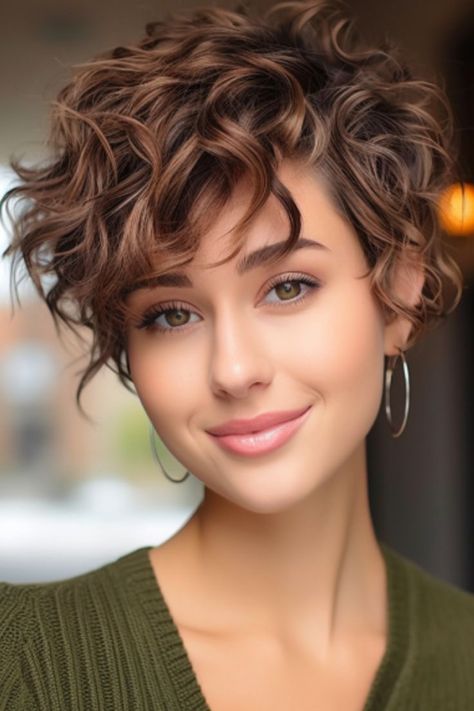 Permed Short Hairstyles Curly Pixie, Short Curly Hairstyles With Highlights, Short Curly Inverted Bob Hairstyles, Cheek Length Hair, Choppy Shaggy Hair, Short Hairstyle Women For Curly Hair, Low Undercut Hairstyles Women, Short Permed Hairstyles Soft Curls Curly Bob, Curly Short Hairstyles For Women