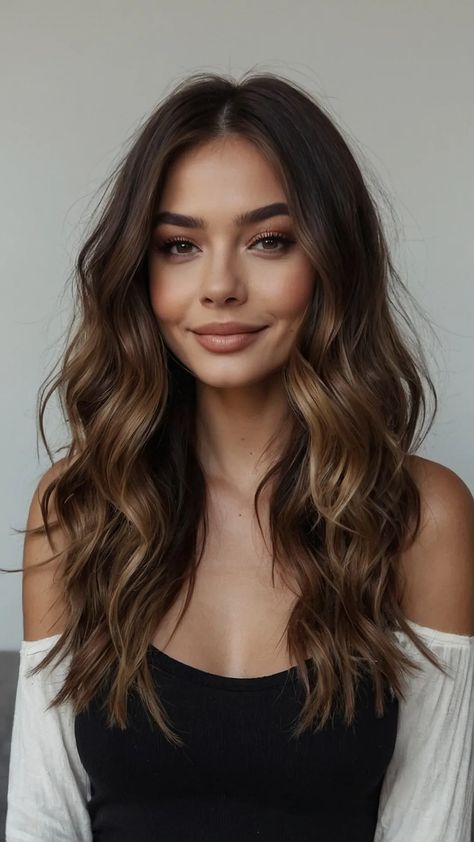 Fall for These 15 Hair Color Trends: The Ultimate Brunette and Blonde Guide - Inspire Inlet Long Hair Brown Highlights, Autumn Hair Brunette, Hair Color Deep Autumn, Dark Balayage With Blonde, Best Hair Color For Deep Autumn, Autumn Palette Hair Color, Hair For Pale Skin Green Eyes, Hair Autumn 2024, Hair Color For Soft Autumn