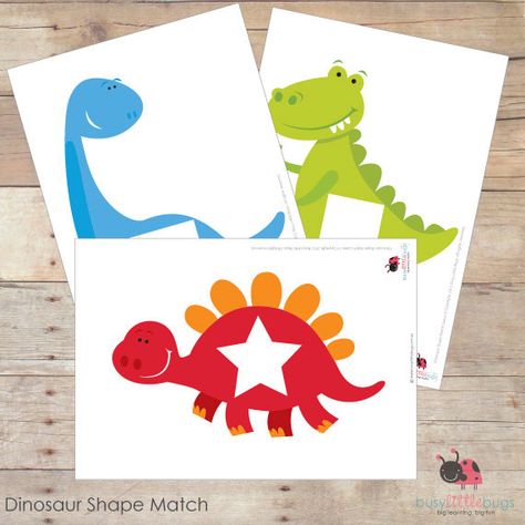 +Dinosaur+Shape+Matching+Printable Dinosaur Matching Game, Dinosaur Lesson, Dinosaur Theme Preschool, Dinosaurs Preschool, File Folder Activities, Dinosaur Activities, Match Game, Dinosaur Crafts, Learning Shapes