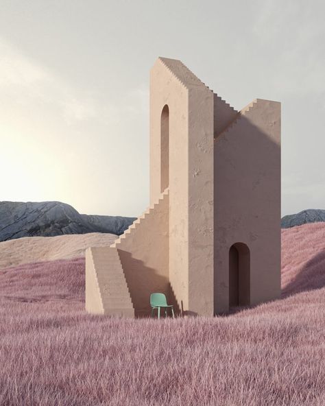 'Stairs' is an Escher-inspired series of architectural 3D renderings by Murat Yıldırım. Minimalist Surrealism, Dreamscape Architecture, 3d House, Cool 3d, Designs Ideas, House Designs, 3d Rendering, Interior Architecture, Surrealism