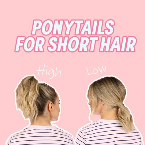 Short Haired Ponytail, How To Make A High Ponytail With Short Hair, Lob In A Ponytail, Shirt Hair Ponytail, Kayley Melissa Hair, Ponytail Styles For Medium Length Hair, High Ponytails For Short Hair, Low Pony For Short Hair, Voluminous Ponytail Short Hair