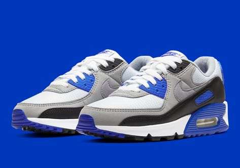 Nikes Revival Of The Classic Grey Air Max 90 Includes This Royal Blue Option Nike Air Max 90 Blue, Air Max 90 Blue, Blue Air Max, Nike Shoe Store, Daily Vlog, Air Shoes, Nike Elite Socks, Nike Shoe, All Nike Shoes