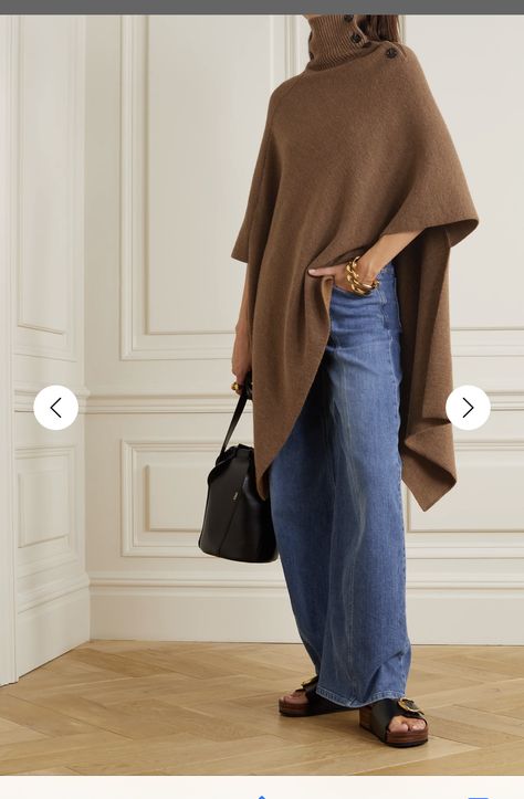 Brown Poncho Outfit, Cashmere Poncho Outfit, Pancho Outfit, Poncho Outfit Winter, Poncho Outfit, Cape Outfit, Knitted Turtleneck, Chloe Clothing, Turtleneck Poncho