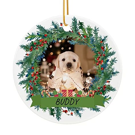 Personalized Dog Photo Ornament - Custom Pet Christmas Ornament 2022, Puppy 1st Xmas Gifts, Custom Dog Ornament Christmas, Holiday Dog Gift, Dog Lovers Gift for Christmas Tree Decoration by Bemaystar Diy Dog Ornaments With Picture, Doggie Christmas Ornaments, Dog First Christmas Ornament, Puppy Christmas Gift, Pet Portrait Ornaments, First Christmas Photos, Dog Christmas Ornaments Zazzle, Custom Dog Ornament, Photo Christmas Ornaments