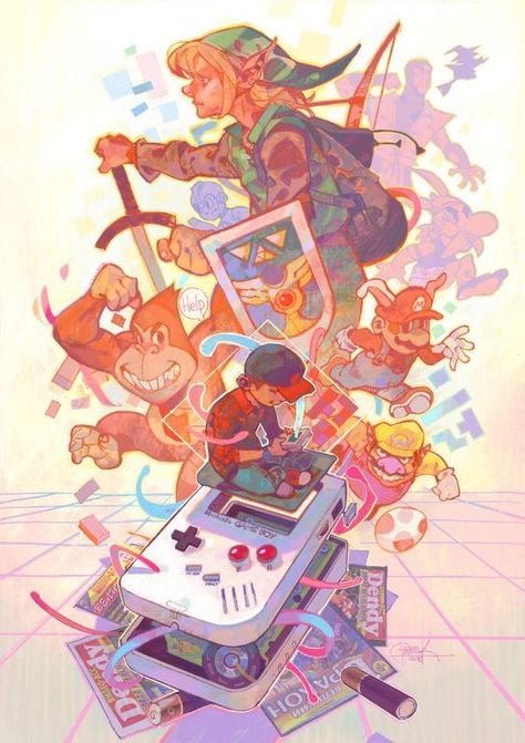 Game Poster, Childhood Games, Japon Illustration, 캐릭터 드로잉, Game Boy, 30th Anniversary, Illustrations And Posters, Dark Souls, Mind Blowing