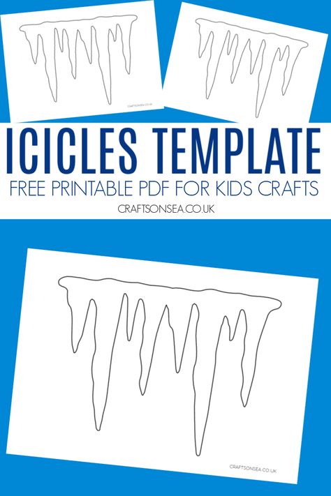 Icecicle Crafts For Preschool, Paper Icecicles, How To Draw Icicles, Paper Icicles Diy, Ice Skate Template Free Printable, Icicle Crafts For Kids, Free Winter Bulletin Board Printables, Icicle Craft Preschool, Christmas Decoration Printable