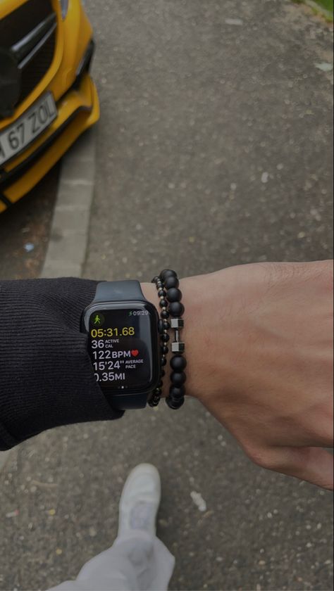 Male Running Aesthetic, Apple Watch Outfit Men, Aesthetic Gadgets, Morning Movement, Billionaire Aesthetic, Male Wardrobe, Mens Luxury Lifestyle, Gym Wallpaper, Trendy Watches