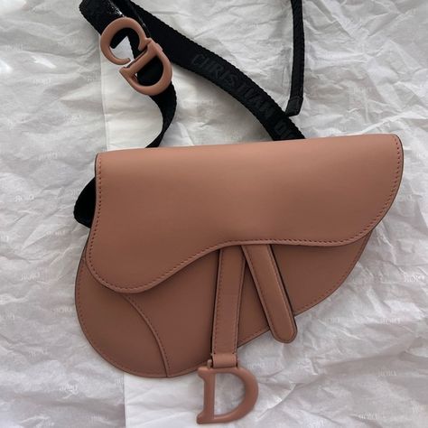 NEW Dior Saddle Ultra Matte Belt Bag Nude Dior Saddle, Waist Pack, Adjustable Belt, Soft Suede, Dior Saddle Bag, Belt Bag, Saddle Bags, Saddle, Calf Skin