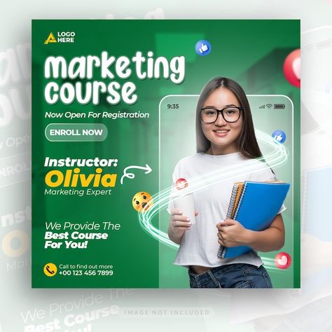 Online course and webinar social media p... | Premium Psd #Freepik #psd #post #event-post #instagram-flyer #course-post Marketing Ads Design, Webinar Social Media Post, Course Marketing, Webinar Design, Marketing Ads, Social Media Course, Online Course Design, Website Banner Design, Social Media Branding Design