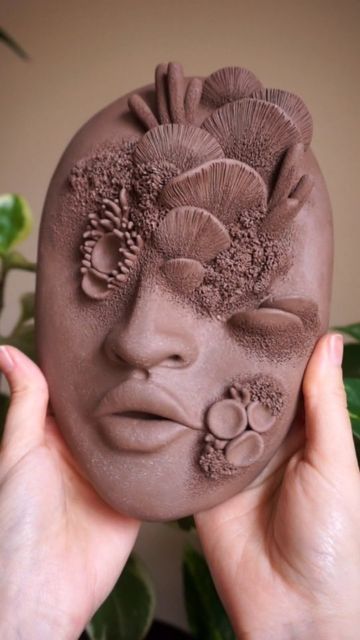 Clay Art Portfolio, Intricate Clay Sculptures, Sea Creature Clay Sculptures, Sea Creature Ceramics, Clay Masks Art, Spiritual Ceramics, Art Masks Ideas, Clay Mask Ideas, Sculpture Clay Ideas