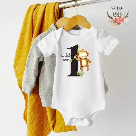 Wild One Shirt, Monkey First Birthday, Birthday Monkey, First Birthday Onesie, Thanksgiving Onesie, Birthday Onesie, Birthday Party Outfit, Jungle Birthday Party, Zoo Birthday