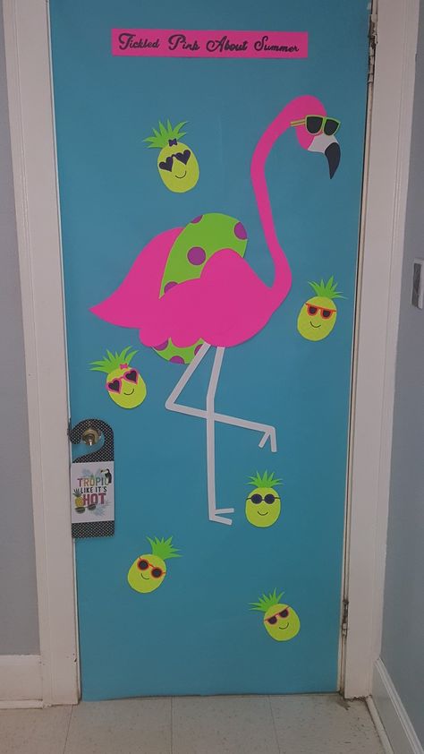 Summer Flamingo Door , By Adriene And Carl Beach Door, Summer Flamingo, Infant Classroom, Flamingo Beach, Classroom Decor, Flamingo, Doors, Home Decor Decals, Home Decor