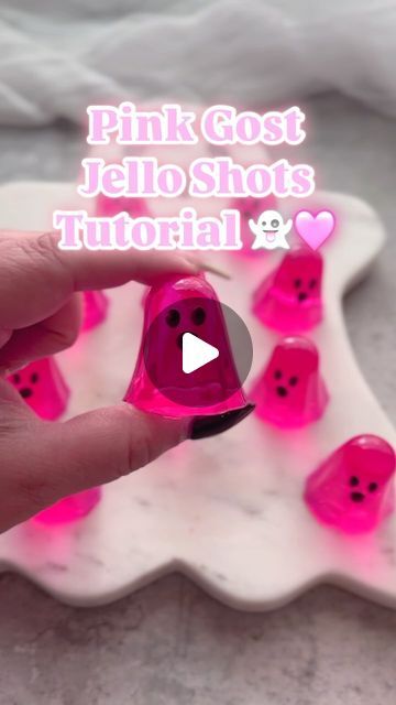 Johany Torres on Instagram: "👻🩷Pink ghost jello shots 🩷👻

As promised here is the full tutorial & recipe for my viral ghost jello shots! Tag me @joscakes_ in your jello shot creations! 

1 box of @starburst Pink Gelatin from @walmart 
1 cup of boiling water 
1 cup of Tequila blanco @tequila3amigos or (Rum,Gin,Vodka) 
Note: For a nonalcoholic version substitute the spirits for 1 cup of cold water. 
3 packets of unflavored gelatin (each packet is 0.25 oz) from Walmart 
Optional: 1-2 drops of hot pink food coloring 

Directions: 

In a bowl add starburst gelatin mix and all 3  packets of unflavored gelatin. Mix both gelatin mixtures well before adding water. Add in the hot water mix well, then add your spirit of choice. Mix well. Add 1-2 drops of hot pink food coloring if you want your gh Jello Shots With Rum Recipe, Clear Jello Shots, Ghost Jello Shots, Hot Pink Food, Gelatin Desserts, October Daily, Jello Shot, Jello Shot Recipes, Gelatin Dessert