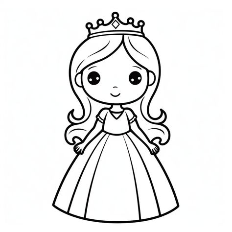 ring drawing,princess drawing,color drawing,black and white drawing,prince drawing,basic simple cute cartoon princess outline,isolated on white background,children s coloring page,thick crisp lines,black and white,outline art,coloring book,no noise,hair,nose,face,eye,human body,neck,sleeve,dress,cartoon,gesture Drawing Princess, Princess Drawing, Prince Drawing, Ring Drawing, Drawing Lips, Dibujo Simple, Cartoon Drawings Disney, Unicorn Drawing, Color Png