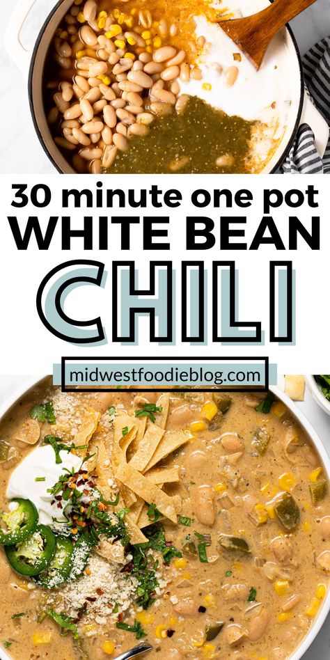 White Bean Ragu, Vegan White Chili, Vegetarian Fall Recipes, Vegetarian White Bean Chili, Vegan White Bean Chili, No Meat Chili Recipe, White Bean Chili Vegetarian, Vegetarian White Chili, White Bean Chili Recipe