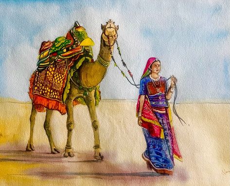 Rajasthan Painting, Camel Painting, Store Names Ideas, Rajasthani Painting, Rajasthani Dress, Rajasthani Art, Names Ideas, Wedding Illustration, Art Animals