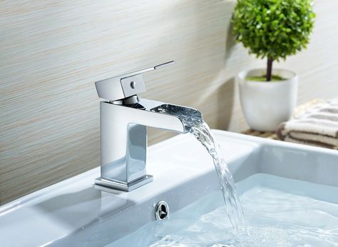 RAK Ceramics Waterfall Basin Mono Mixer Tap (Flat) - Bathshop321 L Shaped Bath, Waterfall Taps, Bathroom Faucets Waterfall, Contemporary Bathroom Sinks, Cloakroom Basin, Bathroom Sink Taps, Single Handle Bathroom Faucet, Shower Rail, Basin Mixer Taps