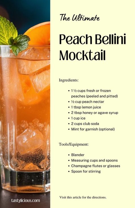 peach bellini mocktail recipe peach drink ideas fruit summer drink recipe ideas minted drink ideas refreshing summer drinks ideas summer drinks nonalcoholic ideas nonalcoholic drink ideas for summer Peach Bellini Mocktail, Bellini Mocktail, Summer Drink Recipes Nonalcoholic, Summer Drink Ideas, Peach Bellini Recipe, Nonalcoholic Drink, Mocktail Drink, Summer Drinks Nonalcoholic, Bartender Drinks Recipes