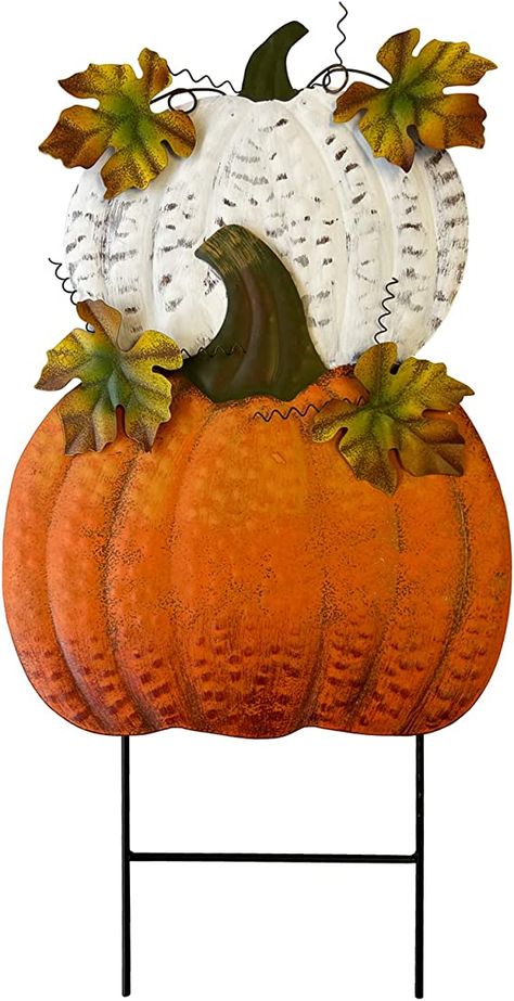 Amazon.com: Rustic Metal Stacked Pumpkin Garden Stake Indoor Outdoor Welcome Decoration Hanging Metal Double Pumpkins Yard Signs for Fall Harvest Decor Thanksgiving Halloween Lawn Decoration : Everything Else Halloween Lawn Decorations, Fall Garden Decor, Halloween Lawn, Front Yard Decor, Pumpkin Garden, Decorative Garden Stakes, Metal Pumpkins, Pumpkin Thanksgiving, Garden Harvest