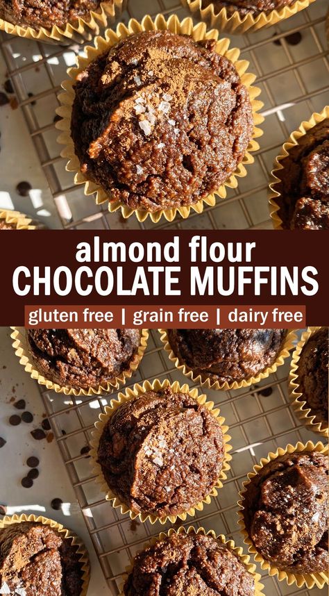 These healthy chocolate muffins are made with almond flour and sweetened with maple syrup. They have the best texture - moist, fudgy and soft. These muffins are paleo friendly, gluten free, dairy free and easy to make. Best Almond Flour Muffins, Almond Flour Chocolate Muffins, Almond Flour Mini Muffins, Gluten And Dairy Free Muffins, Easy Almond Flour Recipes, Whole 30 Muffins, Keto Muffins Almond Flour, Paleo Muffins Almond Flour, Gluten Free Healthy Desserts