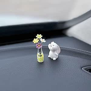 Generic Set of 2 Cute Mini Bunny and Daisy Flower Vase Car Rearview Mirror Ornaments Funny Dashboard Decorations Kawaii Car Interior Accessories for Women Gifts Kawaii Car Interior, Car Dashboard Accessories, Dashboard Decorations, Kawaii Car, Mirror Car Accessories, Mini Bunny, Whimsical Accessories, Rear View Mirror Decor, Flower Car