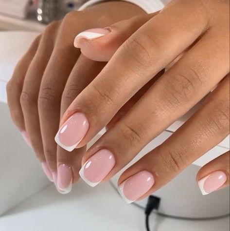 Pink French Biab Nails, White Tip Biab Nails, Grey Tip Nails French Manicures, Biab Nails French Tip, Biab French Nail, French Biab Nails, French Tip Biab Nails, Fancy French Tip Nails, Pink And White French Nails