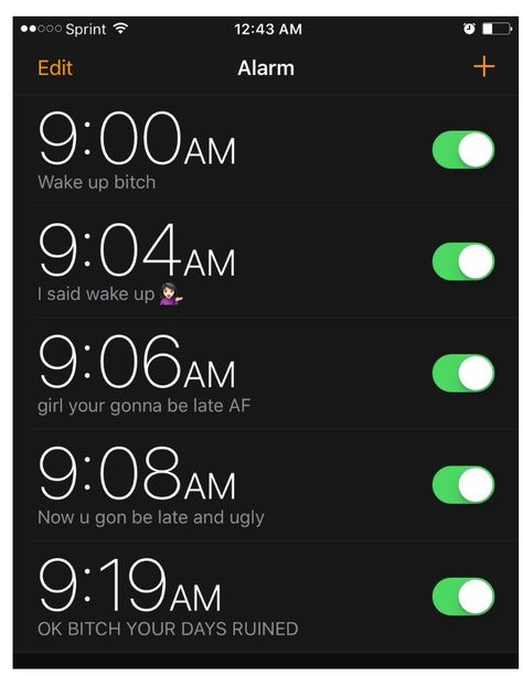 It be like that some times Alarm Names Aesthetic, Alarm Names For School, Alarm Name Ideas, Alarm Names, 5 Am Aesthetic Alarm, Iphone Alarm Labels Mornings, Waking Up Early Aesthetic 5am Alarm, Early Morning Alarm, Funny Alarms