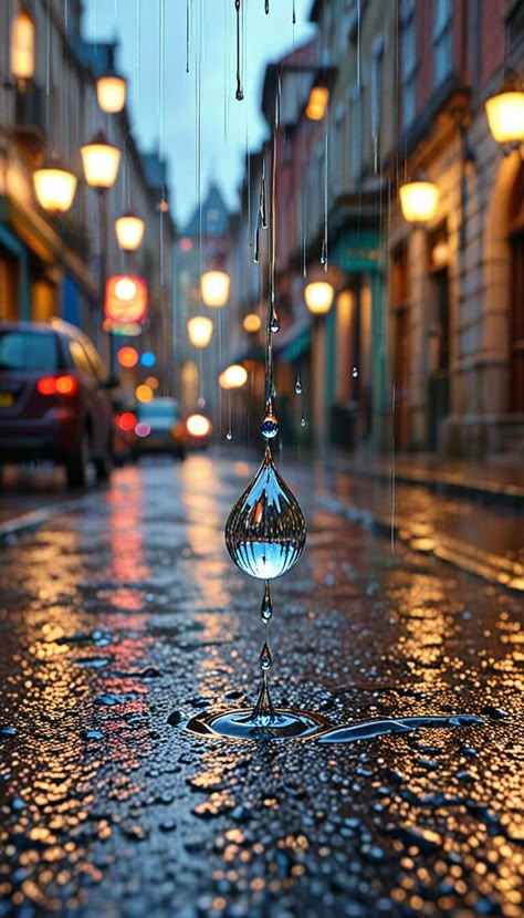 waterdrop falling on a street - AI creation Happy Rainy Day, Spooky Halloween Pictures, Awsome Pictures, Talk To People, The Best Wallpapers, Doodle Art Flowers, Iphone Dynamic Wallpaper, Android Wallpaper Art, Rain Wallpapers