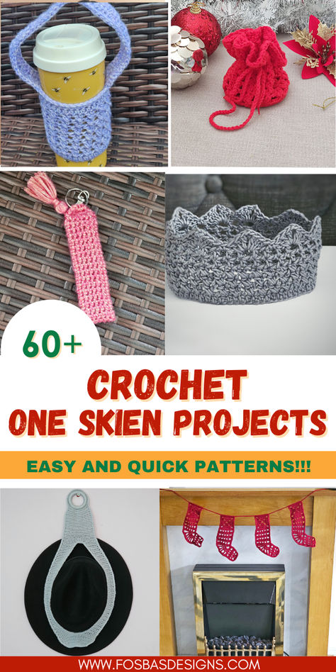 Easy one skein crochet projects free pattern for quick and practical crafting. 2.5mm Crochet Hook Pattern, Crochet Projects Small Ideas, 1 Skein Crochet Patterns Free, Small Crochet Patterns For Beginners, Crochet Patterns For Acrylic Yarn, Crochet Projects For School, Small Wearable Crochet Projects, 1 Skein Crochet Patterns, Crochet Scraps Projects