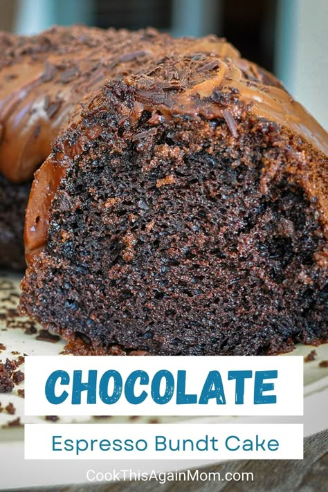 Chocolate Espresso Bundt Cake, Espresso Coffee Cake Recipes, Chocolate Coffee Bundt Cake, Chocolate Cake With Instant Coffee, Chocolate Box Cake Mix Hacks Coffee, Bundt Coffee Cake Recipes From Mix Boxes, Bundt Cakes Using Boxed Cake Mixes, Box Cake Bundt Cake, Chocolate Cake With Coffee In It