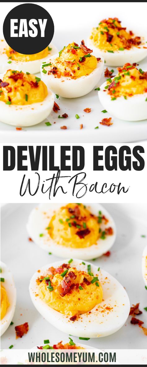 Deviled Eggs With Bacon Bacon Deviled Eggs Recipe, Deviled Eggs With Bacon, Eggs With Bacon, Deviled Eggs Recipe Easy, Devilled Eggs Recipe Best, Eggs Dinner, Deviled Eggs Recipe Classic, Deviled Eggs Easy, Best Deviled Eggs