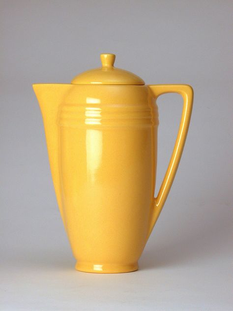 Bauer Pottery Coffee Pot in Bauer Yellow - http://bauerpottery.com/ Ceramic Coffee Pot, Yellow Objects, Ceramic Teapots Thrown, Percolator Coffee Pot, Yellow Ceramic Mug, Yellow Pottery, Bauer Pottery, John Bauer, Yellow Teapot