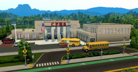 Sims 4 Realistic High School, Sims 4 High School Cc Build, Sims 4 High School, Music Room Art, The Sims 4 Lots, Principals Office, Counselor Office, Lectures Hall, Office Gym