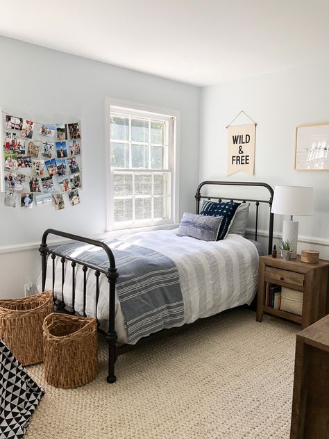 Last week I shared a post that was all about Brian’s room refresh and it was kindly sponsored by Walmart.  I got a few questions asking where specific items in his room were from that I did not get from Walmart so I wanted to share those details in a little part II post.  I went with... View the Post Kids Room Walmart, Boys Bedroom Black Bed, Gray Toddler Room Boy, Black Bed Boys Room, Toddler Boy Room Simple, Single Twin Bedroom Ideas, Boys Room Black Bed, Small Bedroom Full Size Bed Layout, Simple Toddler Boy Room