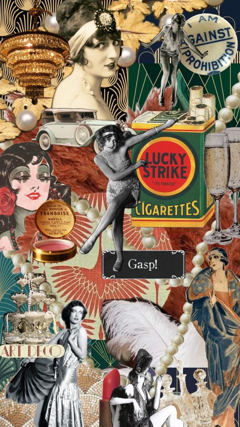 1920 Mood Board, 1920s Collage, Roaring Twenties Aesthetic, 1920s Moodboard, Narrative Collage, Le Monocle, 30s Aesthetic, Roaring 20s Birthday Party, Roaring 20s Birthday