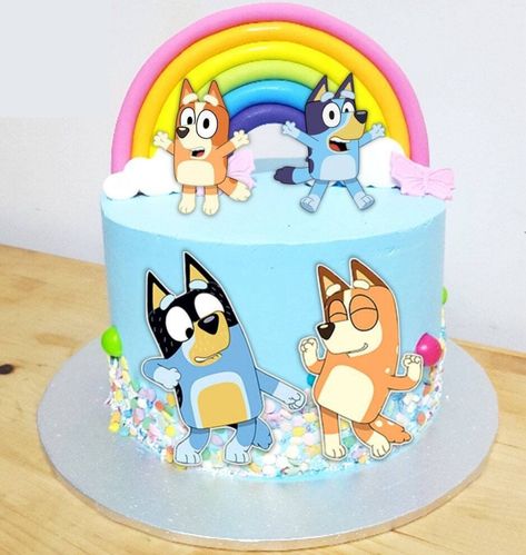 Pastel De Bluey, Rainbow Friends Birthday, Bingo Cake, Friends Birthday Cake, Dance Cakes, Icing Cake, 3rd Birthday Cakes, Dog Birthday Cake, 2nd Birthday Party Themes