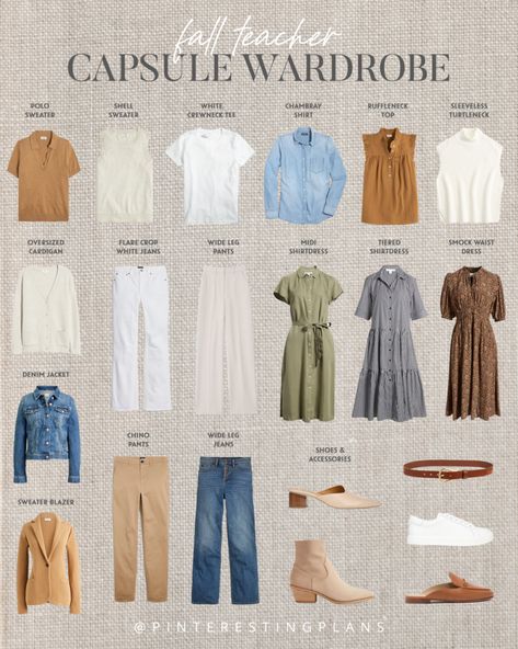 Capsule Wardrobe Teacher, Teacher Wardrobe Capsule, Fall Capsule Wardrobe 2023, Capsule Wardrobe 2023, Teacher Capsule Wardrobe, Capsule Wardrobe Dresses, Appropriate Outfits, Business Casual Dress Code, Capsule Wardrobe Casual