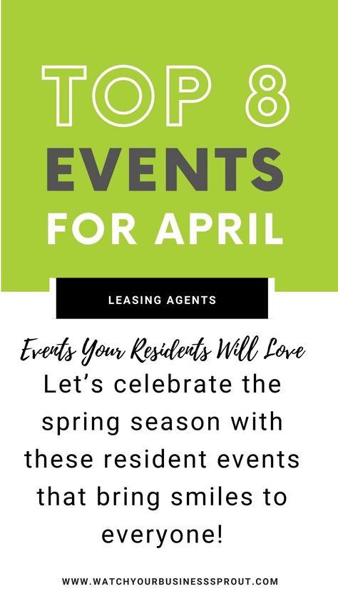 Spring Resident Event Ideas, April Events For Residents, Spring Resident Events, April Resident Events, Resident Events Property Management, Apartment Resident Events, Resident Retention Ideas, Resident Appreciation Ideas, Community Event Ideas