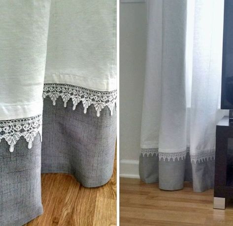 Ideas To Add Length To Curtains, How To Add Length To Curtains, Add Length To Curtains, Lengthen Curtains, Accent Bathroom, Curtains Without Sewing, Curtains Home, No Sew Curtains, The Curtains