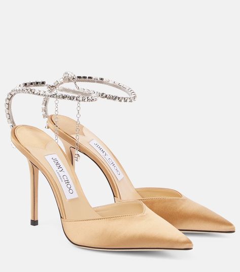 Jimmy Choo Saeda 100, Jimmy Choo Saeda, Ivory Pumps, Grey Pumps, Beige Pumps, Mid Heels Pumps, Jimmy Choo Heels, Designer Pumps, Satin Pumps