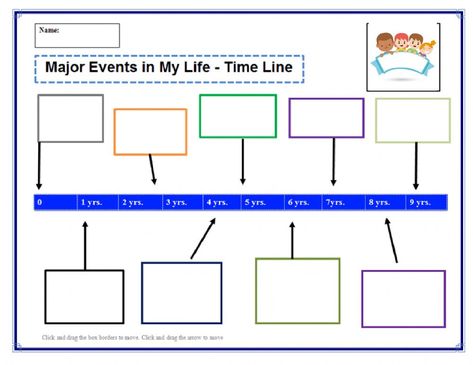 Timeline online worksheet for 2nd Grade. You can do the exercises online or download the worksheet as pdf. My Life Timeline Project For Kids, My Personal Timeline Template, Timeline Therapy, Timeline Worksheet, Timeline 1st Grade Project, Stages Of Change Worksheet, Baby Timeline, Personal Timeline, Worksheet For Class 2