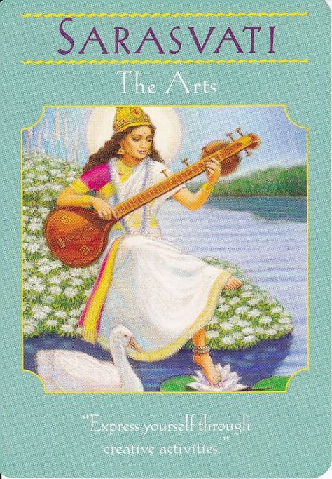 Sarasvati; Goddess Guidance Oracle Cards; Doreen Virtue Goddess Guidance Oracle, Arte Yoga, Oracle Cards Decks, Gods Goddesses, Angel Tarot Cards, Angel Tarot, Angel Oracle Cards, Angel Cards Reading, Oracle Card Reading