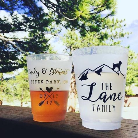 Personalized Frosted Cups 16oz Plastic Party Cups Wedding | Etsy Mountain Party, Frosted Wedding Cups, Dog Mountain, Bachelorette Cups, Frosted Cups, Monogram Cups, Bachelorette Party Cups, Plastic Party Cups, Frosted Cup