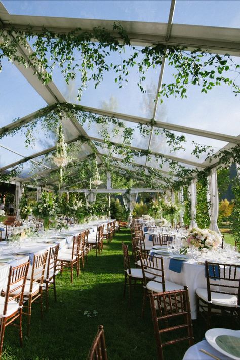 All white bridesmaid dresses, an outdoor wedding ceremony with mountain views, a chic open back wedding dress, a tented wedding reception, and elevated white and pink wedding flowers came together beautifully on Bell & Ford's big day at Colorado wedding venue - Roaring Fork Club. Brought to life by Colorado wedding planner - @bluebirdprodctn, Colorado wedding florist - Carolyn's Flowers and Colorado wedding photographer - Margot Landen. Roaring Fork Club Wedding, All White Bridesmaid Dresses, White And Pink Wedding Flowers, White And Pink Wedding, Tented Wedding Reception, Mountain View Weddings, Colorado Wedding Reception, Tented Wedding, White Bridesmaid