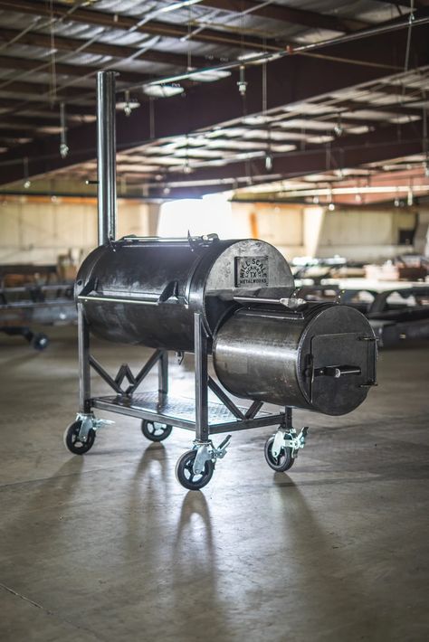 94-Gallon Smoker | Mill Scale Backyard BBQ Smoker for Sale Bbq Smokers For Sale, Custom Bbq Grills, Backyard Smokers, Custom Smokers, Custom Bbq Smokers, Pizza Oven Outdoor Diy, Smoker Designs, Bbq Pit Smoker, Diy Smoker