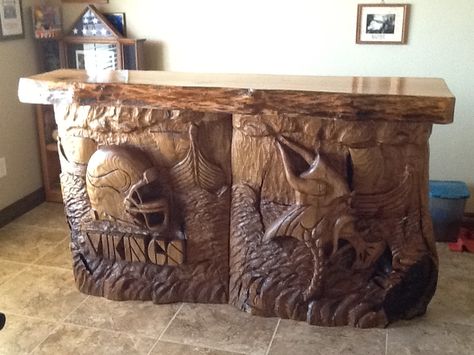 Minnesota Vikings Bar. Catalpa. White Oak. Vikings Man Cave, Minnesota Vikings Party, Diy Minnesota Vikings Decor, Football Vikings, Minnesota Vikings Man Cave, Minnesota Vikings Helmet, Viking Baby, Minnesota Vikings Memes Funny, Mn Vikings