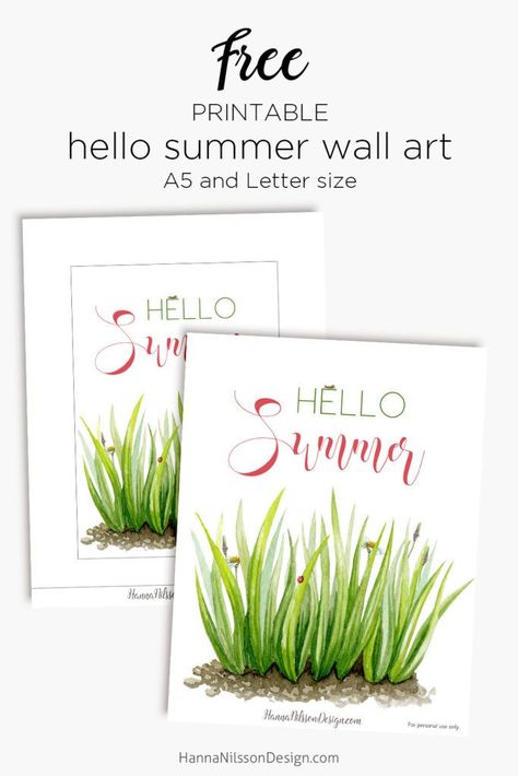 Hello summer Wall art | Home decor printable | Free planner printable | #homedecor #planners #freeprintable #filofax #happyplanner #summer Summer Wall Art, Free Planner, Easy Summer, Hello Summer, Holiday Lights, Summer Decor, Happy Planner, Printable Planner, Wall Art Home