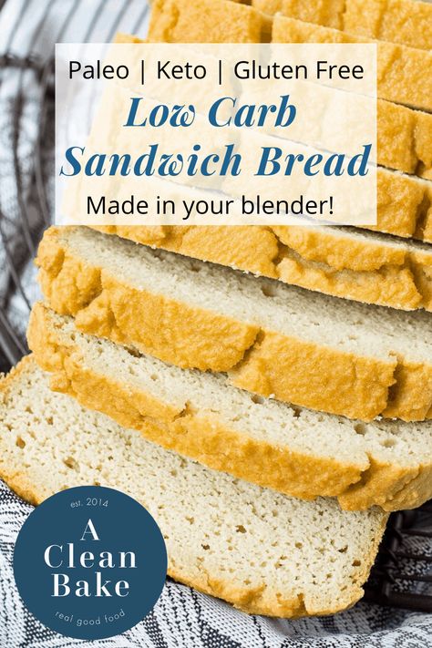 This low carb sandwich bread is so easy to make! It only takes 5 minutes in the blender, and it's ready to bake. Use it to make all your favorites: sandwiches (of course), or toast, or even French toast! This bread is great for breakfast, lunch, and dinner, and it is made from all real food. #glutenfreebread #paleobread #lowcarbbread #ketobread #whole30bread #lowcarbsandwich #lowcarblunchrecipes #paleolunchrecipes #paleosandwich #glutenfreelunchrecipes #glutenfreesandwich Gluten Free Sandwich, Low Carb Sandwich, Gluten Free Sandwich Bread, Sandwich Bread Recipe, Low Carb Sandwiches, Gluten Free Sandwiches, Keto Gluten Free, Easy Sandwich Recipes, Low Carb Chicken Recipes